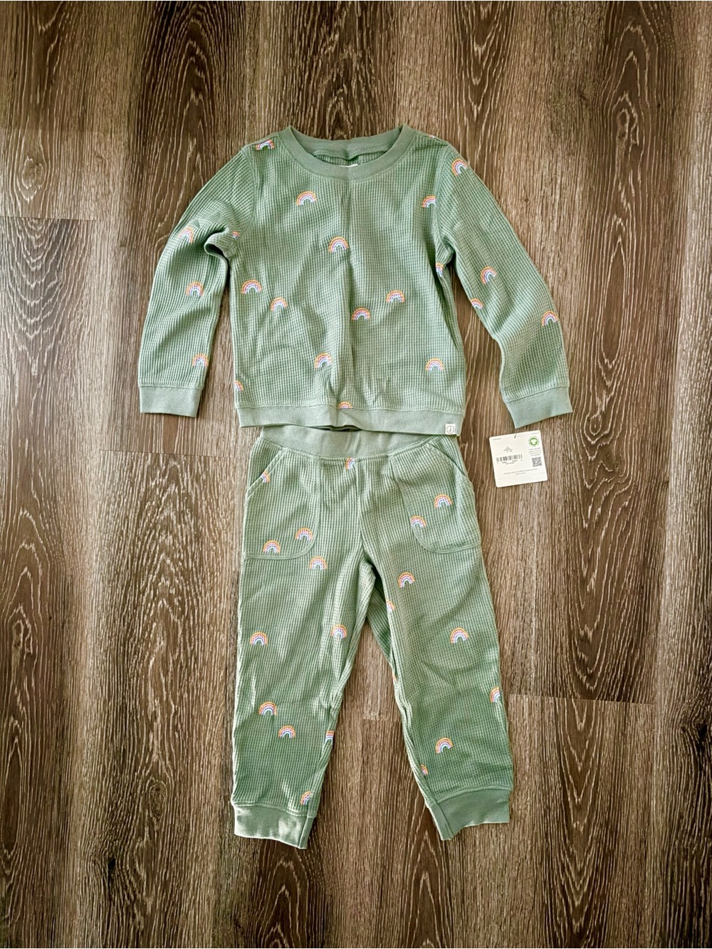 NWT Carters Little Planet Organic Cotton Waffle Knit Rainbow Set - 3T